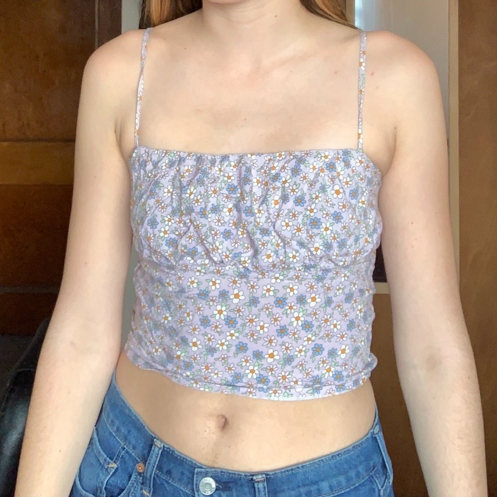 Funky Purple Floral LA Hearts Tank S